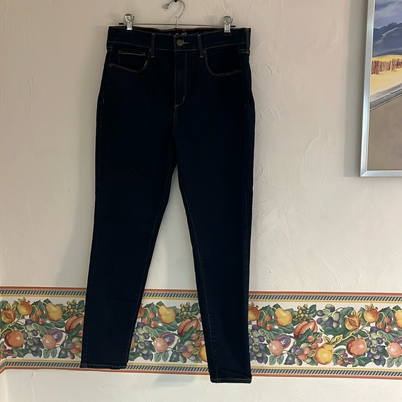 Eddie Bauer Denim - Eddie Bauer Slightly Curvy High Rise Skinny Jeans, Size 12, Dark Blue Denim